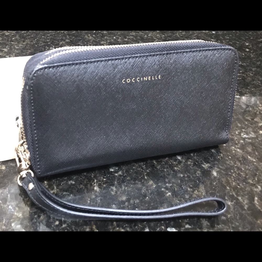 Coccinelle black Italian leather wallet clutch